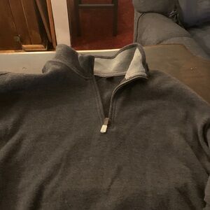 Lands' End Men's Charcoal Zip-Up Sweater
